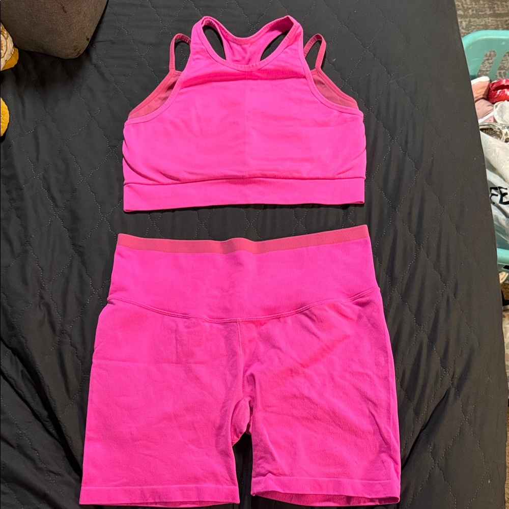 JoyLab Pink Sports Bra and Shorts Set